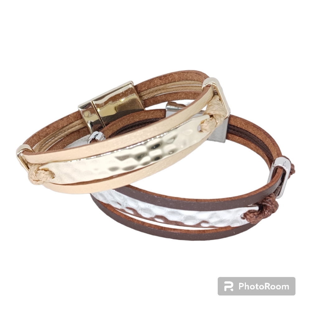 Plus-Size Available! Magnetic clasp leather bracelet